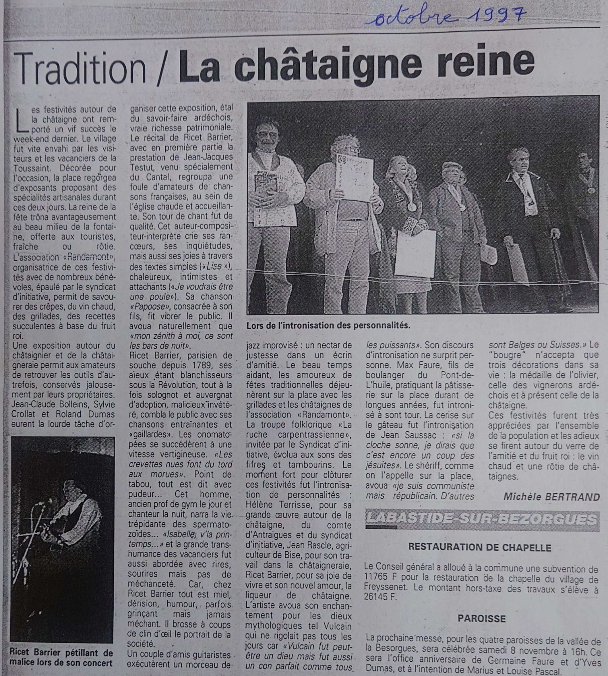 Article sur les castagnades